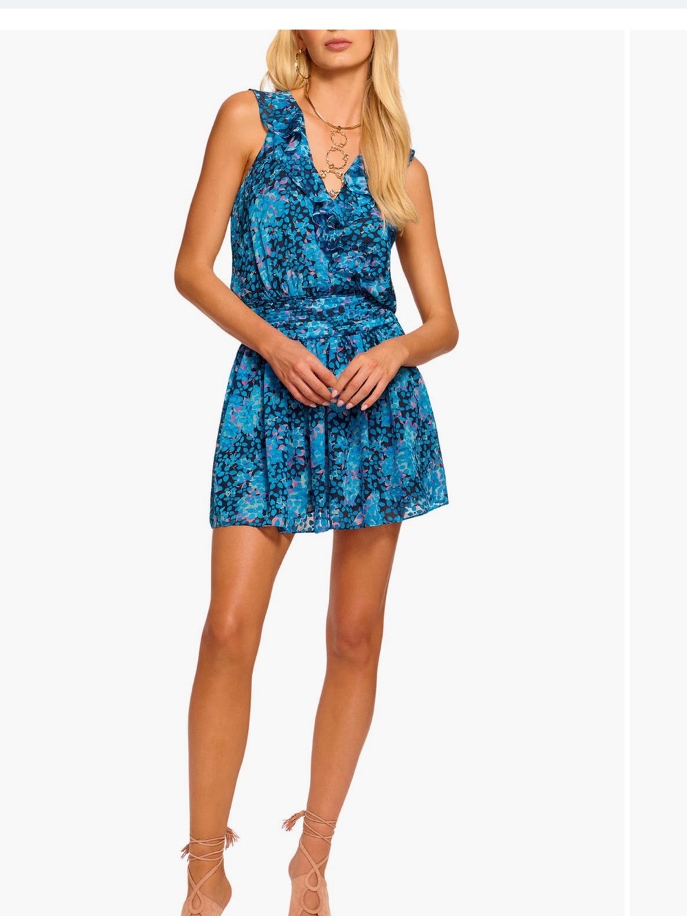 NWT Ramy Brook Juno Blue Floral Mini Dress- Large